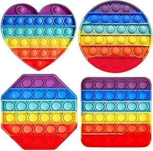 Elemensis Pop it Toy, Pop It Fidget Toy Set popit Game Stress Relief for Adults, pop its pop it Set Gifts for Girls, Boys, Kids Adults, Poppet for Kids, pop up poppits Toy (Pack of 4 pop up Toy)