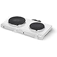 SEVERIN DK 1042 Doppia piastra elettrica 2500W, Fornello con doppia piastra da 15,5 cm e 18,5 cm, Fornello campeggio resisten