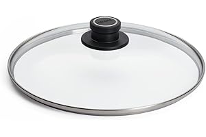 ‎WOLL Woll Sicherheitsglasdeckel, rund, Ø 28 cm, Deckelknopf mit permanenter Entlüftung, Edelstahleinfassung, transparent, backofenfest bis 250°