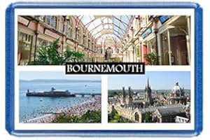 DOTTSMUSIC Bournemouth - Postcard-Style Design - 7cm x 4.5cm - Novelty Tourism Fridge Magnet.