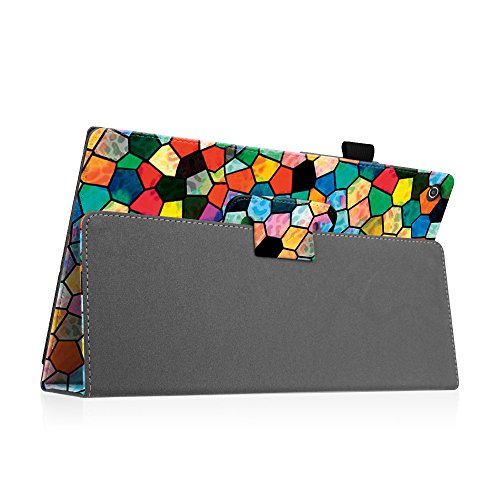 Fintie Medion Lifetab S10351 S10352 X10301 X10302 MD 99666 Hülle Case – Folio Kunstleder Schutzhülle Tasche Cover Etui mit Ständerfunktion und Stylus-Halterung für Medion Lifetab S10351 S10352 X10301 X10302 Tablet-PC (10.1 Zoll), Mosaic - 6