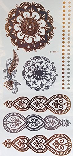 10 Sheets Metallic Tattoo Flash Tattoo – 10 verschiedene Bögen viele Motive Set 2 - 7