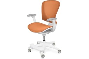 ‎SPACETRONIK Spacetronik - Schreibtischstuhl Kinder - Kinder-Drehstuhl mit Fußstütze - Kinderstuhl 5-14 Jahre - Bürostuhl mit verstellbarem Rücken und Sitz - Ergonomischer Stuhl - Sitzhöhe 42-49,5 cm - Orange