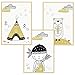 Produktbild dejadoo 3er-Set Kinderzimmer Poster Fine-Art"AMAROK Kleiner Freund" | DIN A4 Plakat ohne Bilderrahmen | Jungen | mit Zelt, Indianerjunge und Bär | Set-05