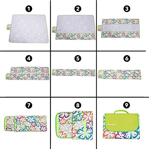 Newdora 180 x 145 cm Picknickdecke Picknickmatte Wasserdichte Stranddecke Baby Strand Matte Außendecke Campingdecke Matte Sandlose Strandmatte - 5