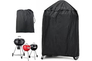 Jtdeal Telo copribarbecue rotondo, impermeabile, per griglia, telo protettivo per griglie Weber, Brinkmann, Char Broil, Holland, ecc, 77 x 58 cm, nero