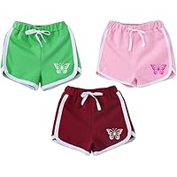 KYDA KIDS 100% Cotton Trendy Plain Shorts for Girls - Regular Fit Girls Shorts with Drawstring, Multicolored, Pack of 3