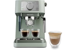 De'Longhi Manual Coffee Machine Stilosa EC260.GR, 15 Bar Pressure, Cappuccino System, Automatic Switch-Off, Compatible with ESE pods, 2 Level Tray, Capacity 1L, Green