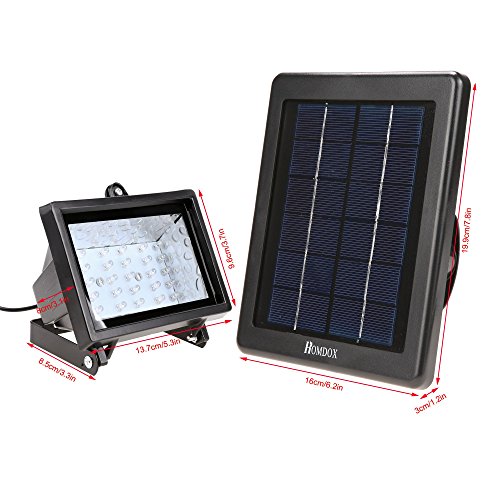 Homdox Solar 30 LED Außenleuchte Strahler Solarleuchte Fluter Solarlicht Flutlicht mit Lichtsensor Sicherheitslicht IP65 Wasserdicht - 5
