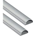 Royal Apex 1 Meter PVC Floor Trunking With Self Adhesive Red Sticker Wall Cord Cover Cable Concealer On-Wall Wire Cover Paintable Cable Management - Pack of 2 (Grey, 16x65MM)