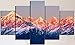 Produktbild obella New Top Art Wand Leinwand Prints 5 Stück || die Sonne scheint auf die schneebedeckten Berge || modernes Poster Öl Gemälde Prints und Bilder Foto Bild Wall Art Prints auf Leinwand painting für Home Schlafzimmer Wohnzimmer Decor – Rahmenlose Christmas Gifts