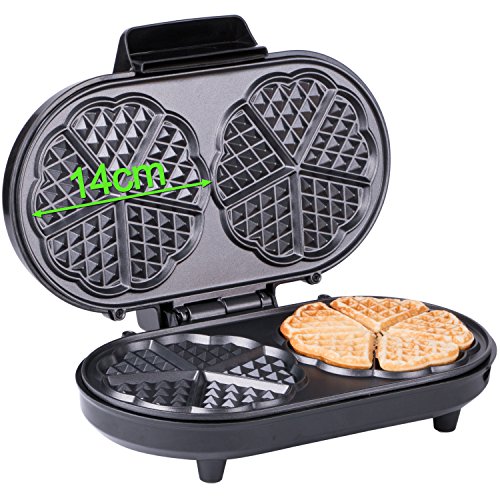 Waffeleisen 10 Herz Waffeln, Herzchen, Waffelautomat, Doppel Herzwaffel, Thermostat, stufenlose Bräunungsgradeinstellung, Backampel - 2