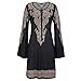 Produktbild Amphia Langarm Sommerkleid Casual Kleid A Linie Minikleid Elegant Kleider Knielang Strandkleider Lose Shirtkleid (Schwarz, L)