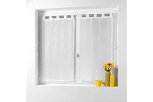 Douceur d'Intérieur LINAHE Coppia, Poliestere, Bianco, 45L X 120H cm (1 Panneaux)