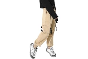 Rolanko Girls Hip Hop Trousers Kids Cargo Pants Elasticated Jogger for Streetwear Dance