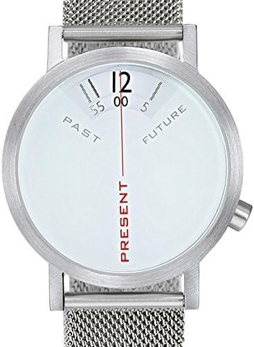 Projects WatchesProjects 7214GM-40 Men's Past, Present and Future White Dial Steel Mesh Bracelet Watch