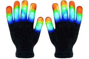 anso 1 Pair LED Gloves Finger Light Up Glow Flashing Creative Magic Props Party Concert (Kids)