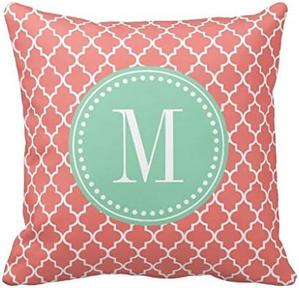 Coral Moroccan Tiles Lattice Personalized Pillow Case 18" 18"