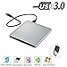 Produktbild USB3.0 DVD/CD Brenner DVD-RW Slim extern Laufwerk Portable DVD CD Brenner, QinYun Superdrive für alle Laptops/Desktop z.B Lenovo,Acer,Asus,PC unter Windows und Mac OS für Apple Macbook, Macbook Pro, MacbookAir, iMac – Silber