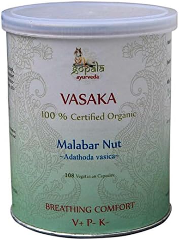 Organic Vasaka Vasa Malabar Nut Adhatoda zeylanica 108 Vege Caps Breathing Comfort USDA Certified Herb