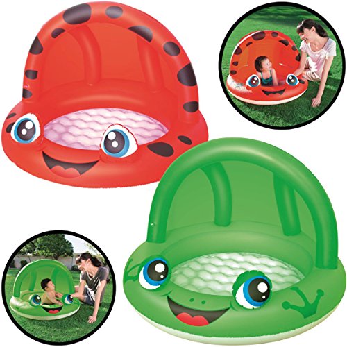 Preisvergleich Produktbild POOL / Planschbecken mit integriertem Sonnendach (ROT)