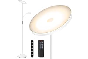OUTON Lámpara de Pie LED, 34W, Regulable, con 6 Modos,3000-6000K con Control Remoto y Táctil y Temporizador de 1 Hora, de Salón de Lectura para Dormitorio, Oficina, Blanco