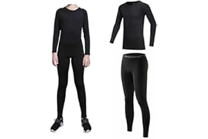 JiaYouLC Kids Base Layer Sets Thermal Compression Long Sleeve Top & Tights Winter Sports Warm Football Skins for Boys Girls Athletic Gym