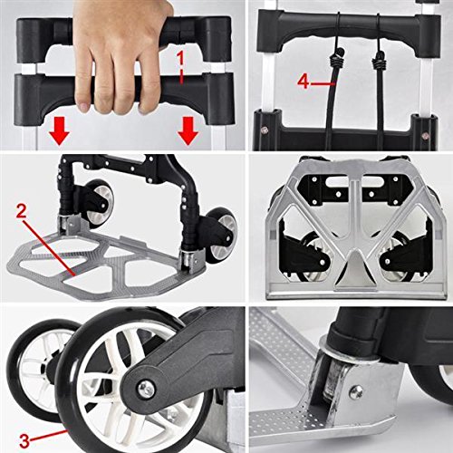 Yahee Sackkarre Plattformwagen Transportsystem klappbar belastbar bis 80 kg Transportkarre mit ausziehbarem Griff - 5