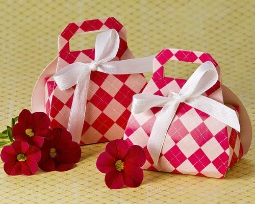 Artisano Designs "Perfectly Plaid Pink Purse Favor Box, 24-Pack
