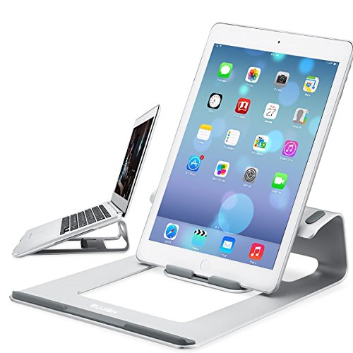 BUJIAN Laptopständer Aluminium Ständer und Halter für Notebook Macbook Pro Air iPad Lenovo Asus 10-15 zoll (Silber)