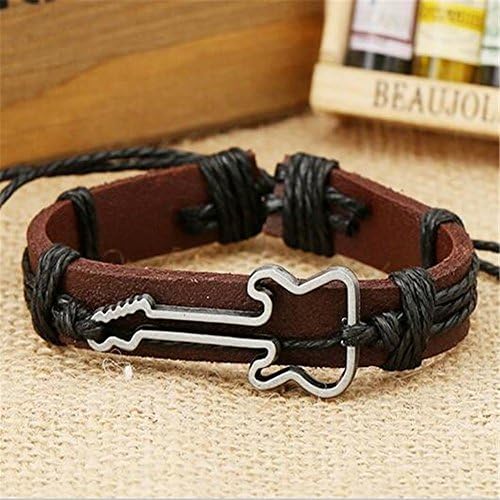A Zinc Alloy Environmental Guitar Jewelry Accessories Adjustable Leather Bracelet , black