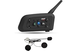 EJEAS V6 pro Interfono Moto Bluetooth 1200 m Interfono in Tempo Reale Auricolare Casco Moto 6 Motociclisti Riduzione del rumore DSP Impermeabilità, USB-C