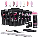 💅 [ALL-IN-ONE-POLY-GEL-KIT] - 8 * 30 ml Nagelgel, 1 * 12 ml Überlack, 1 * 12 ml Unterlack, 1 * 30 ml Slip-Lösung, 1 * Doppelkopf-Nagelbürste, 1 * Nagelfeile, 100 Stück Spitze Formen. Sparen Sie Zeit und Geld, anstatt nacheinander zu bestellen.