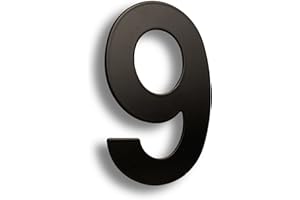 HASWARE Número de casa moderno Acero inoxidable cepillado Puerta elegante Placa del alfabeto Calle Decoración del hogar (9, 6 pulgadas negro)