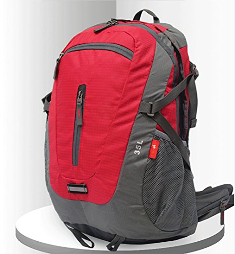 wnnideo 35L interne Rahmen Rucksack Wasserdicht Wandern Rucksack Wanderrucksack Trekking Tasche für Klettern, Camping Wandern, Bergsteigen, Reisen und (pn-09789) Rot