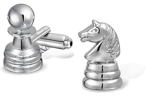 Bling Jewelry Boutons De Manchettes Joueur D'Echecs Boutons De Manchettes pour Homme Chemise Directionnelle Bullet Hinge Back Argenté Acier Inoxydable