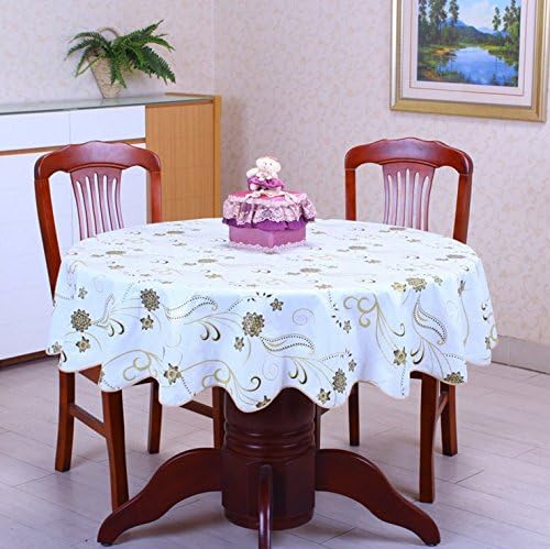 New PVC Plastic Thickened Round Tablecloths Waterproof Oilproof No Clean Tablecover Pastoral Style (Diameter 137cm, 4)