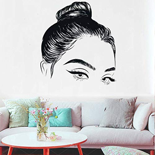 Preisvergleich Produktbild Wandaufkleber Schönheit Mädchen Gesicht Salon Wand Aufkleber Lashes Wand Aufkleber Wimpern Aufkleber Mädchen Augen, Augenbrauen Aufkleber Schönheitssalon Make Up Aufkleber 57 * 62Cm