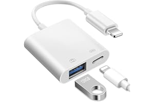 [Apple MFi Certified] Lightning auf USB Kamera Adapter mit Ladeanschluss, USB OTG Adapter für iPhone zum Anschluss von Kartenleser, U Disk Flash Drive, Tastatur, Maus, Hubs, MIDI, Plug & Play