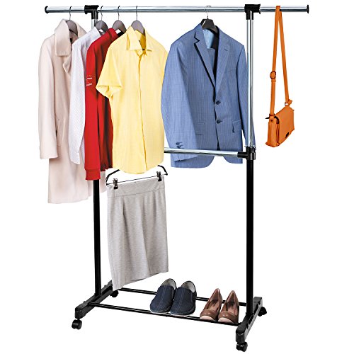 Tatkraft Saturn Teleskop Kleiderständer Verstellbar Länge 84-121.5 Höhe 113-198 cm Robustes Doppelstahlrohr Verchromter Stahl