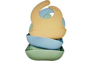 Bojiwavawd 3 Pack Thick Silicone Baby Bibs for Babies & Toddlers Waterproof Baby Feeding Bibs Adjustable with Wide Food Catcher Pocket
