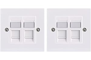 LEENUE RJ45 Socket Cat6, Double Socket RJ45 Network Wall Plate 2 Port with Keystone Jack, 2 Pack White