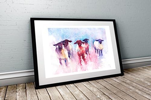 Fine Art Print of My Original flock of sheep Watercolour Painting Signed A3 A4 Wildlife Animal