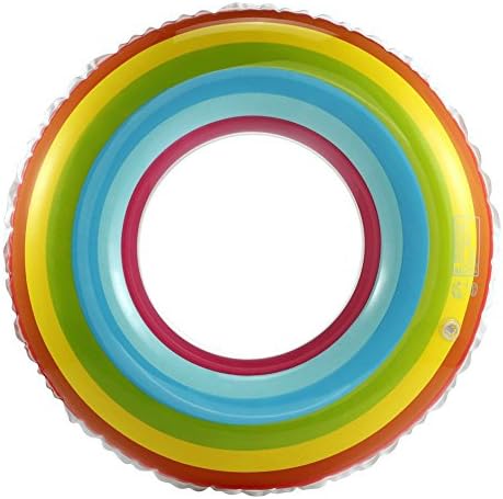 Giant Rainbow Swim Ring Inflatable Pool Float Large Size Water Toys Swimming Pool Toy Thicker Safety Pool Party Beach For Adults Kids (80# Inner Ring 29CM)