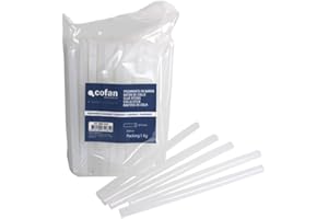 Cofan Cola termofusible en barras de Ø 12 y 200 mm de longitud | Color transparente en envases de 1 kilo | Barras de silicona caliente