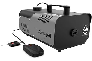 Audibax Smoke 900 rökmaskin upplyst med RGB LED, dimmaskin med fjärrkontroll, 900 W effekt, 0,9 l kapacitet, 280 m3 rök per minut, uppvärmning på 4 min