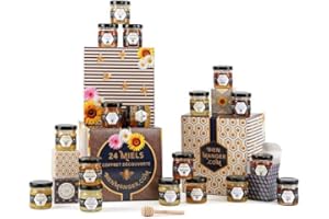 Calendrier de l'Avent Miel 24 pots - Sélection de miels français et du monde - Coffret cadeau Noël - BienManger.com