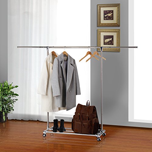 Lifewit Garderobenständer mit Rollen, Ausziehbar Kleiderstange Kleiderständer, Stabile Rollgarderobe Standgarderobe, Wäschetrockner Standtrockner, Edelstahl - 7