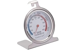 KC BLUE KitchenCraft Backofenthermometer, Edelstahl-Überthermometer für Umluft- und Gasbacköfen, 6,5 x 8 cm, Silber