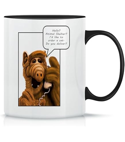 Alf Tasse Innen & Henkel Schwarz Keramikbecher Mug Küche, Haushalt & Wohnen
